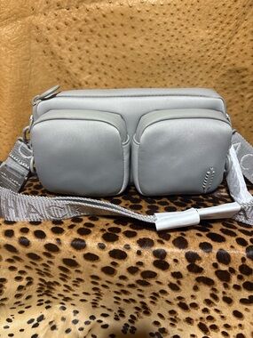 Light Gray Crossbody Double-Pocket Bag